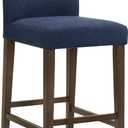 CHITA Counter Height Bar Stools Set of 3, 27" H Seat Height Upholstered Barstools, Fabric in Midnight Blue, Size: Enlarged 27" Height - 3pcs, 8.1"W x 22"D x 37.8"H. Seat Dimension: 17.3"W x 18.1"D x 26.8"H. Weight Capacity: 300 pounds