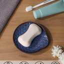 Ceramic Soap Dish, Set of 2 Bar Soap Holder, Shower Soap Dish Soap Saver Tray for Bathroom Kitchen Sink, Stylish and Easy to Clean (Vintage Blue)