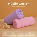 Pro Goleem Muslin Pack n Play Sheets for Girls, Soft Breathable Cotton Fitted Mini Crib Sheets, Baby Sheets for Playard Mattress, 2 Pack (PinkPurple)