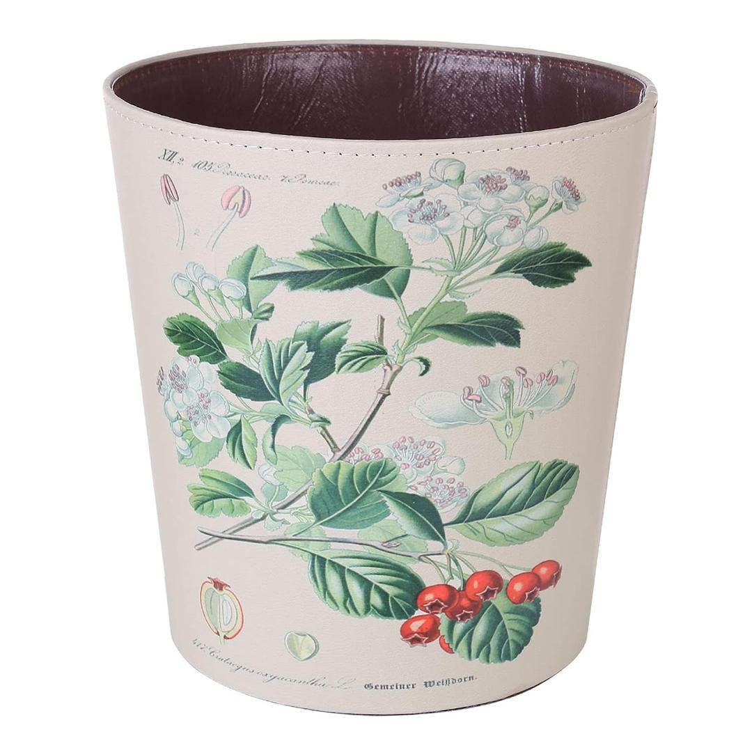 10L/2.64 Gallon Trash Can, Decorative Waste Basket, PU Leather Waste Paper Basket, Waterproof Garbage Can for Bathroom, Bedroom, Office, Kitchen and Living Room - Cherrim