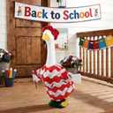 Back to School Porch Goose Outfit Classroom Goose Outfits for 23" Statue Patio Lawn Garden Decoration (Red)
