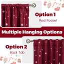 BGment Burgundy Red Velvet Curtains 96 Inches, Christmas Curtains Super Soft Thermal Insulated Blackout Back Tab and Rod Pocket Snow Silver Printed Drapes for Living Room, 2 Panels, Each 52 x 96 Inch