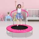 Lyromix 36-Inch Kids Trampoline with Handle - Indoor Mini Tranpoline for Toddlers, Small Fitness Rebounder for Indoor and Outdoor Use (Hot Pink)