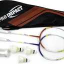 Badminton Racket Set - Lightweight Aluminum Head Rackets with Steel Shaft, Feather Shuttlecocks, Durable Carrying Case - Perfect for Outdoor Games, Adults, Kids, and Family Fun, Set of 2