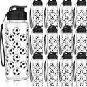 12 Pcs Soccer Water Bottles Bulk 17 oz Soccer Sports Bottle with Leak Proof Flip Top Reusable Plastic Water Bottles for Team Gift Accessories Sports Party Favors Supplies (Black)