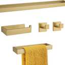 TNOMS Brushed Gold 5-Pieces Bathroom Hardware Set Towel Bar Set,Stainless Steel Bathroom Hardware 23.6 Inch Towel Bar Towel Holder Set Wall-Mounted