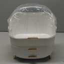 MASSY Egg Shape(Oval) Makeup Storage Box, Countertop Portable Vanity Cosmetics Organizer Preppy (FBA-White)