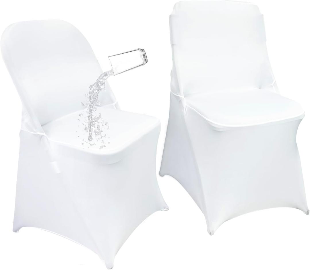 40PCS Stretch Spandex Folding Waterproof Chair Covers,Universal Fitted Chair Cover Protector for Wedding Party Banquet Holidays Celebration Decoration(40, White New)