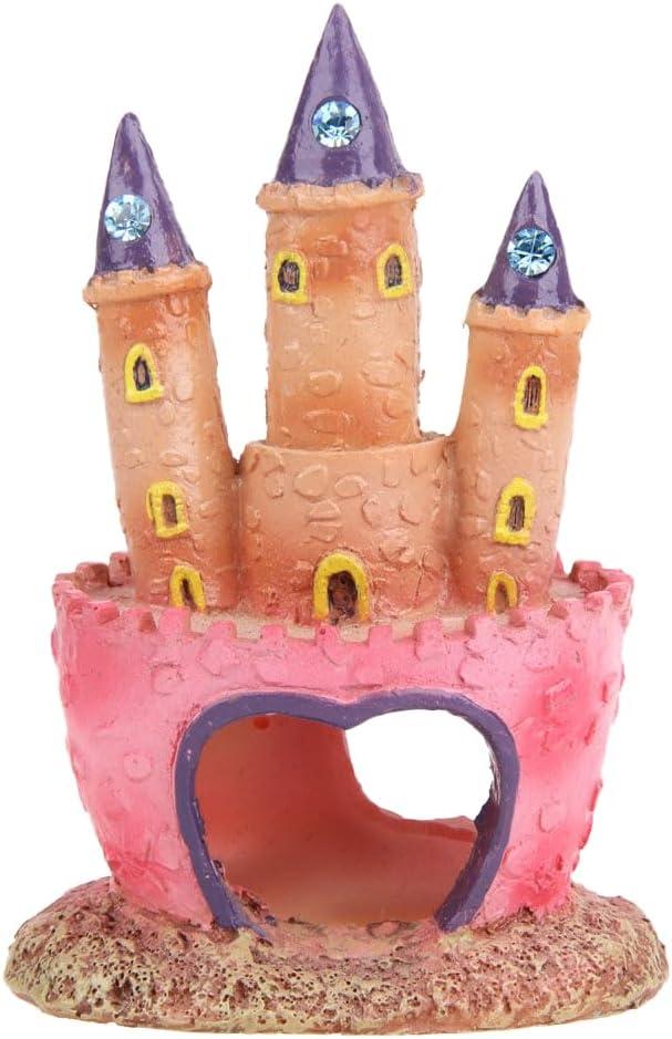 3D Resin Aquarium Decoration Castle  Cartoon Fish Tank Ornament, Non-Toxic Safe for Freshwater/Saltwater Tanks, Colorful Design, Enhances Underwater Environment (Multicolor)