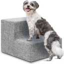 Best Pet Supplies Dog Stairs & Steps - Foam Steps for Small Dogs & Cats, Non-Slip Indoor Balanced Pet Step Support, Dog Ramp, No Assembly, Ash Gray Linen, 2-Step (12-inch Height)