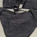 Meetall Women's High Cut String Triangle Bikini Set Swimsuits Sexy Bathing Suits 2 Piece (Black, L)