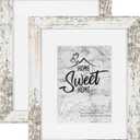 Califortree Rustic White 8x10 Picture Frame - Display Photos 5x7 with Mat or 8x10 Without Mat - HD Glass Inside, Horizontal and Vertical Display for Wall and Tabletop - Set of 2
