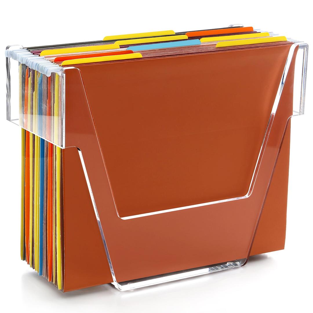 DINGHUO Hanging File Organizer, Letter Size Acrylic Hanging File Folder Frame, Portable File Holder Storage Rack for Desk Home Office or Cabinet - 1 Pack