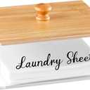 Acrylic Laundry Sheet Holder with Bamboo Lid, Laundry Detergent Sheet Container/Holder/Dispenser, laundry Room Organization and Storage