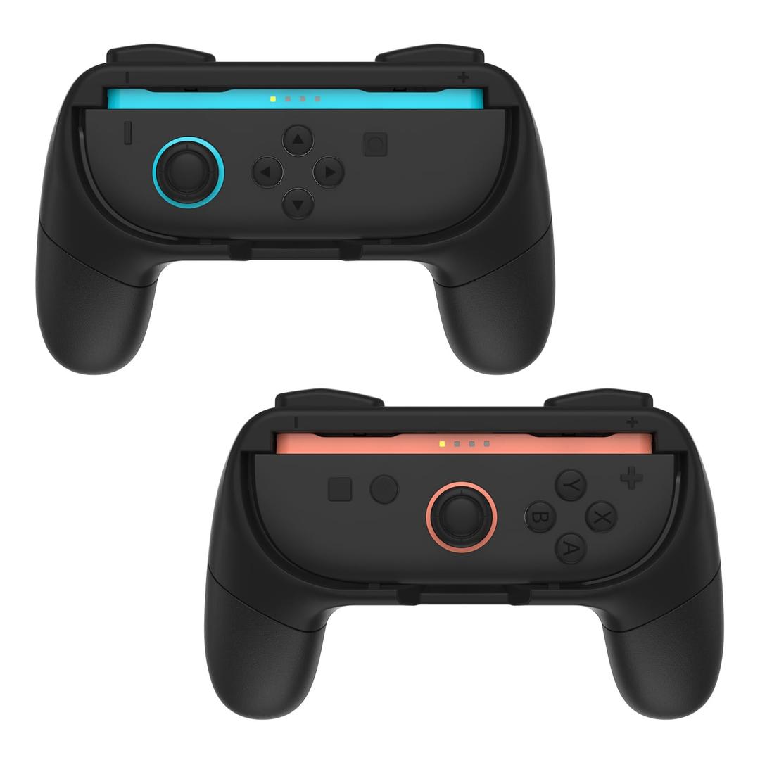 NBCP Grips for Nintendo Switch 2 Joy-Con, Wear-resistant Anti-Slip Texture Handle Kit for Switch 2 Joy Cons Controller, 2 Pack (Black)