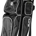 ELITE Deluxe 3 Ball Roller Bowling Bag with 5" Smooth Wheels - 4 Large Accessory Pockets, Shoe Compartment, Extendable Handle - USB Charging Port