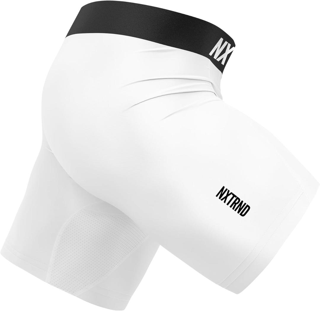 Nxtrnd Core Men's Compression Shorts, Performance Tights, Sportswear for Football (White, XL)