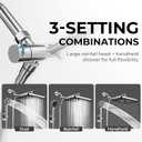 Wide Rain Shower Head With 5 Modes Handheld Showerheads, High Pressure Showerhead Combo with Extension Arm for Bathroom Accessories, Adjustable Shower Head with Anti-Clog Nozzles (Chrome)