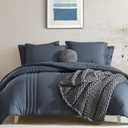 Monbix Queen Comforter Set - 7 Pieces Blue Gray Bed in a Bag Queen Bedding Sets with Comforters, All Seasons Comforter Bed Set with Sheets, Pillowcases & Shams
