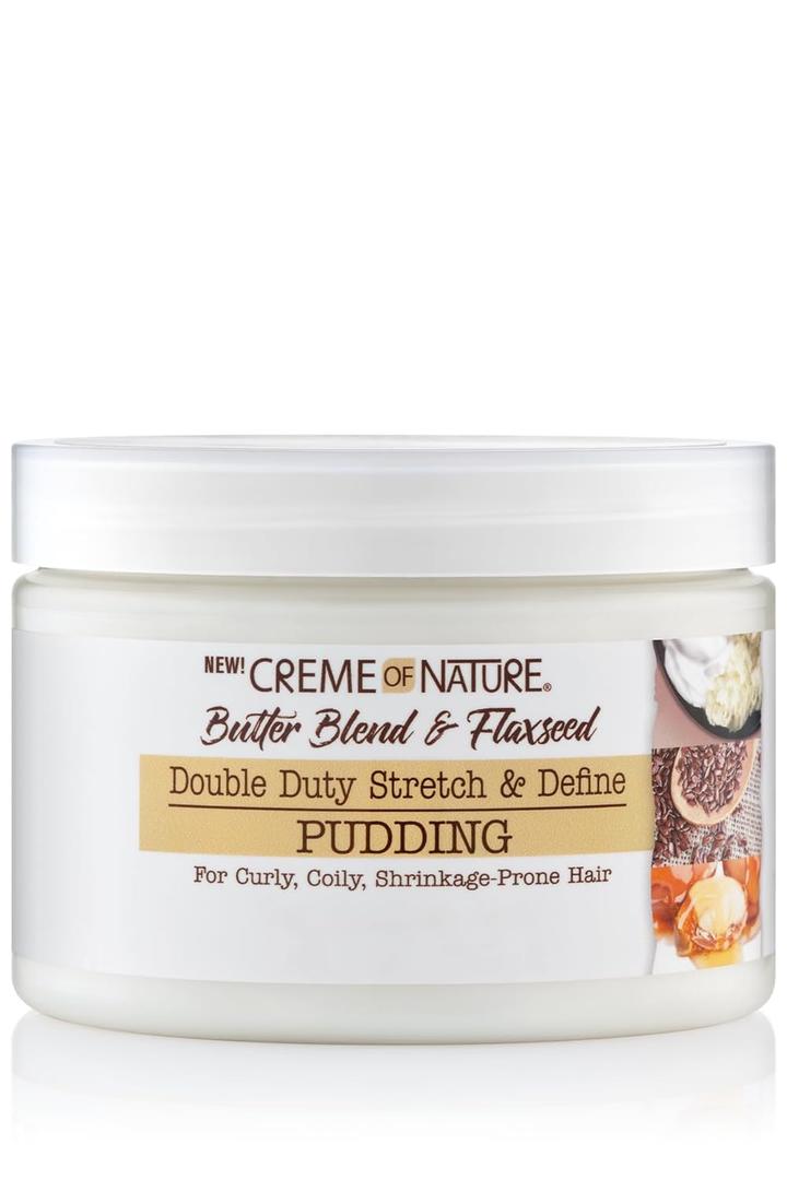 Creme of Nature Double Duty Stretch and Define Pudding with Butter Blend Flaxseed and Argan Oil, Moisture-Rich Anti-Shrinkage Curl-Defining Cream for Natural Hair Styling, 11.5 oz (6 Ounce (Pack of 1)