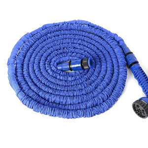 Expanding Flexible Garden Water Hose w/ Spray Nozzle in Blue (75ft) - CycloneSound