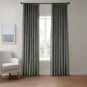 HPD Half Price Drapes Heritage Plush Velvet Curtains 96 Inches Long Room Darkening Curtains for Bedroom & Living Room 50W x 96L, (1 Panel), Pepper Grey