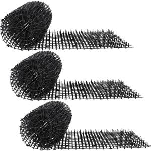 Abbylike 3 Pack 6.5 ft Cat Repellent Mat with Spikes Outdoor 78x11'' Cat Repellent Outdoor Deterrent Indoor Prickle Spike Strips for Animals for Keep Pet Off Couch Furniture Garden Fence (Black)