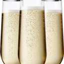 48 Pack Champagne Flutes Plastic, 9 Oz Disposable Stemless Mimosa Gold Rim Toasting Glasses, Clear Crystal Plastic Cocktail Cups for Party Wedding Birthday