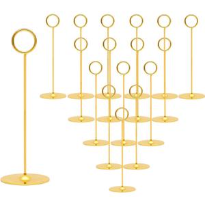 Urban Deco 16 Pieces Table Card Holder 8 inches Table Number Holders Place Steel Card Holders for Photos, Food Signs, Memo Notes, Weddings, Restaurants, Birthdays (Gold)