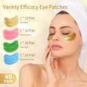 Under Eye Patches, 40 Pairs Eye Mask for Dark Circles, Puffy Eyes, Undereye Bags,Wrinkles,Eye Mask Patches with 24K Gold, Hyaluronic Acid,Rose & Aloe Vera, Eye Treatment Skin Care for Men & Women Gift