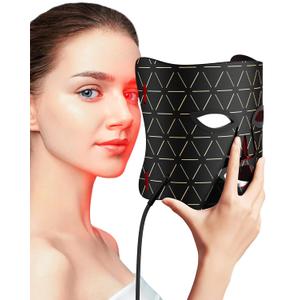 LED Light Therapy Mask Skin Care Mask, LED Red Light Therapy 630nm & 830nm Wavelength for Home Use, Body Beauty Machine for Care at Home (luxurious black)