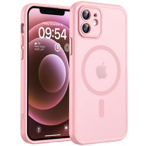 TOCOL for Phone 12 Case, Compatible with Magsafe Charger, Full Camera Protection, Drop Protection, Translucent Matte Phone Case for iPhone 12 6.1 inch (Light Pink)