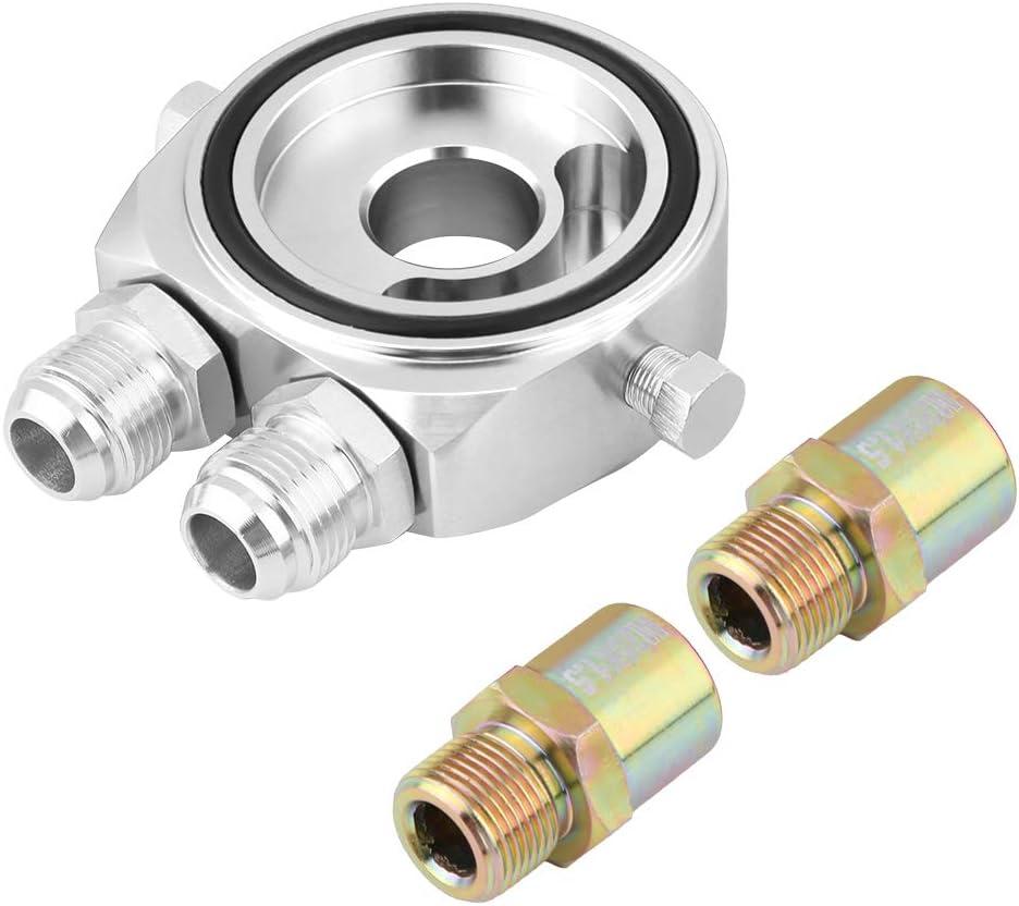 M20 x 1.5 Universal Aluminum Alloy Oil Filter Cooler Sandwich Plate Oil Cooler Sandwich Plate Adapter 1/8 NPT Oil Cooler Kit (silver)