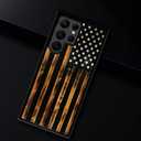 DJSOK Case for Samsung Galaxy S22 Ultra,Luxury Pattern Design Shockproof Rugged Cover,Cases for Man Woman-Classic Wood Grain Old Flag