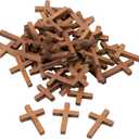 50 Pack Bulk Small Cross Set for Crafts, Wooden Cross Charms for Christian Baptism, Easter, First Communion, Rosary (1 x 2 In)