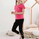 7-8T Toddler Girl Clothes Cat face print Short Sleeve Top+Pants Outfits Girl Spring and summer 2-Piece Set