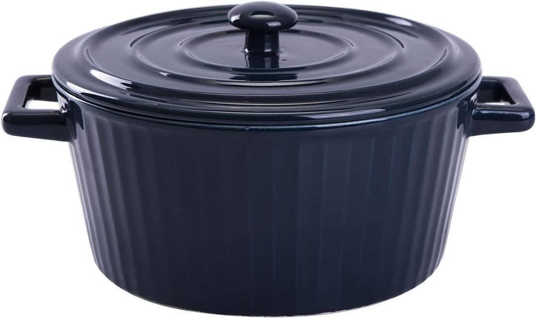 WHJY Blue Colorful Ceramic Casserole Dish with Lid1 Quart Ceramic Casserole Pan for Bakeware Oven