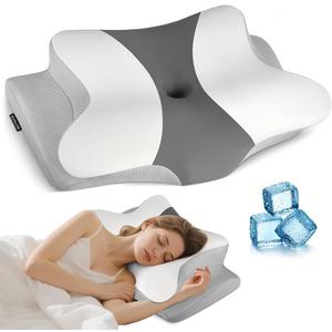 Cervical Neck Pillow for Pain Relief - Ergonomic Side Sleeper Pillow for Neck Support, Cooling Cervical Pillow for Sleeping, Contour Orthopedic Memory Foam Pillows for Back Stomach Sleepers