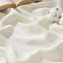 Bedsure GentleSoft 100% Cotton Blanket Queen Size for Bed - Breathable and Lightweight, Soft Cozy Textured Herringbone Woven Blanket for Summer, Cream, 90x90 inches