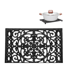 2pcs Sumnacon 1Pcs Rectangle Cast Iron Trivet - Heat Resistant Iron Trivet for Hot Dish Pot Pan Plate Teapot, Rustic Cast Iron Hot Dish Plate Holder for Kitchen Dining Table Countertop Cooktop