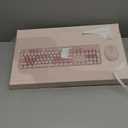 HotFox Wireless Keyboard and Mouse Combo, Full-Size Retro Typewriter Keyboard with Round Keycaps, Ergonomic Design for Windows PC, Home and Office Use - Cream (Beige)