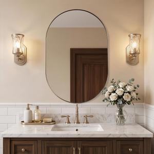 ANDY STAR 24"x36" Champagne Bronze Oval Bathroom Mirror for Wall,Pill-Shape