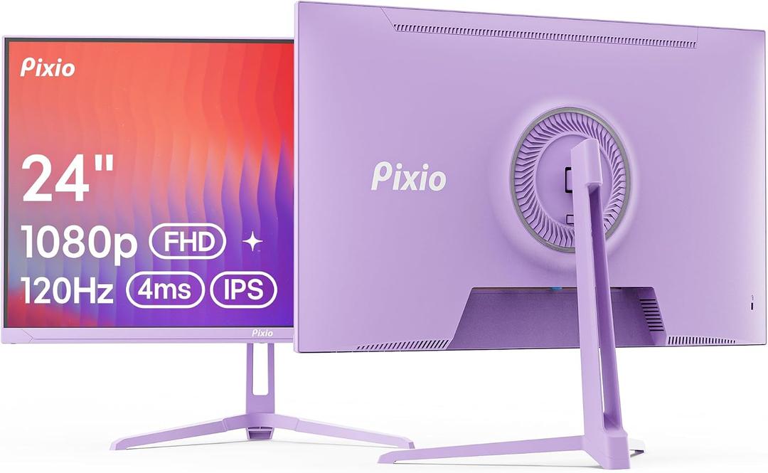 Pixio PX246 Wave Purple 24 inch 120Hz Refresh Rate FHD 1080p Resolution IPS Panel 4ms GTG Response Time Gaming Monitor with Adaptive Sync