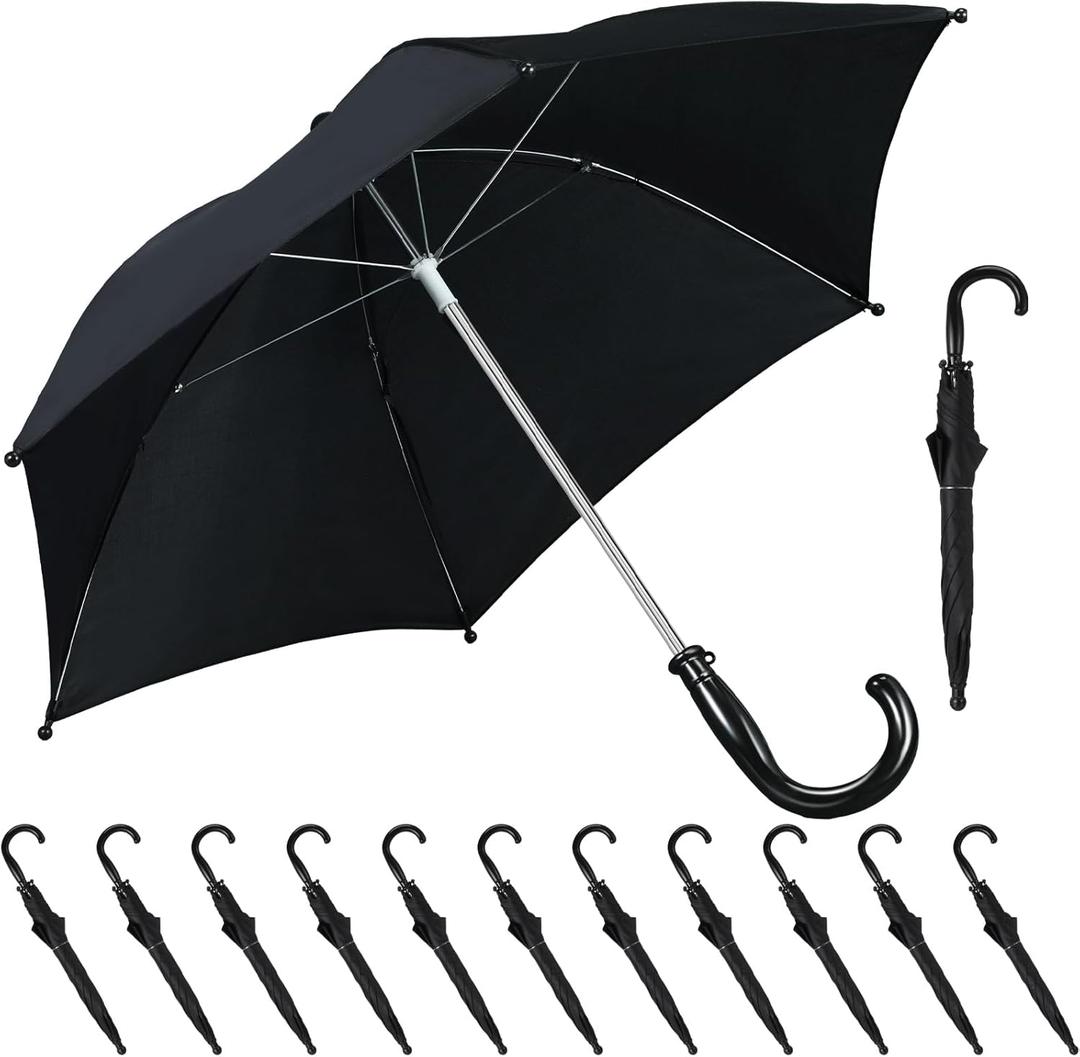 Hillban 12 Pcs Umbrella DIY Second Line Umbrella Parasol for Wedding Bridal Masquerade Party Accessories (Full 28 Inch Arc, Black)