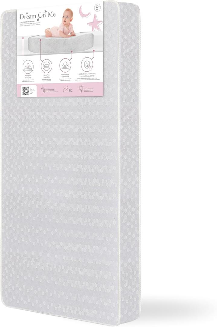 Dream On Me Honeycomb Orthopedic Firm Fiber Standard Baby Crib Mattress, Greenguard Gold and JPMA Certified, 5 Fiber Core Optimum Support, Fits Crib and Toddler Bed, Waterproof Vinyl Cover