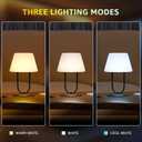 FUYO Cordless Table Lamp Waterproof, Rechargeble Shower Lamp, 3 Color-Temps & Dimmable Touch Desk Lamp, LED Night Light for Bathroom Patio Camping Restaurant Home (Black)