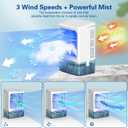 Portable Air Conditioners, 3-In-1 Mini Portable AC Unit 3 Speed with Icy Mist, 900ML Water Tank Cooling Fan with 2/4H Timer 7 Color Lights, Evaporative Cooler Fan for Car Bedrooms Offices Desk Rv Room