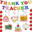 Teacher Appreciation Week Decorations Set - Thank You Teacher Hanging Swirls, Teachers Banners, Apple Garland Strings for Teacher's Day - Teachers Day School Office Classroom Decor