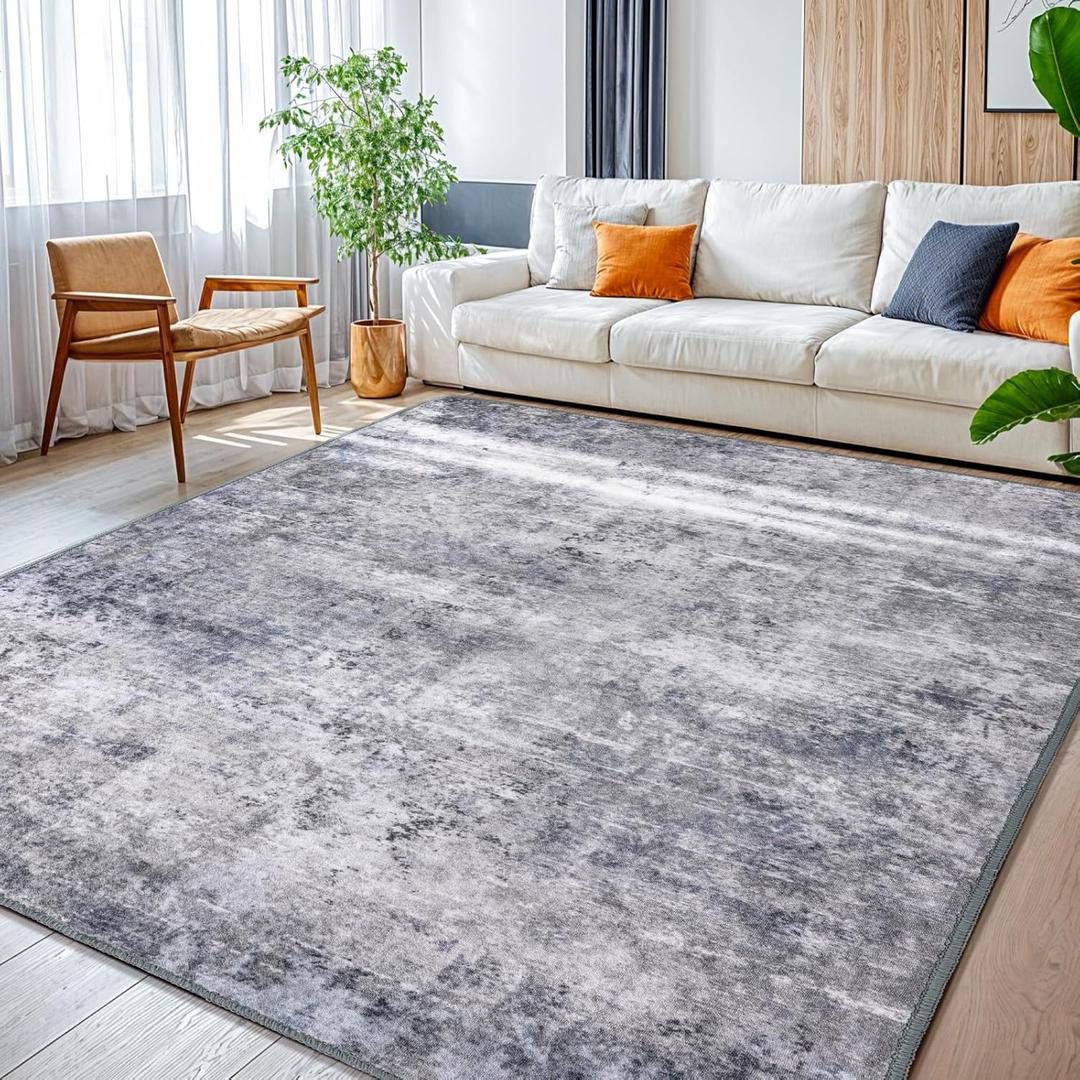 Shilucheng 5x7 Rugs for Living Room, Soft Indoor Abstract Area Rug for Bedroom Laundry Room Decor (Gray/Blue)