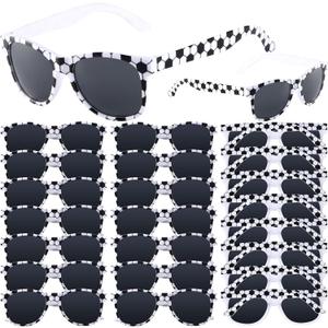 CHUNNIN 16 Pack Soccer Sunglasses White Black Frame Sunglasses Bulk for Kids Soccer Party Favors Sports Plastic Glasses for Team Gifts Birthday Goodie Bags Stuffers Sports Theme Party Supplies Favors